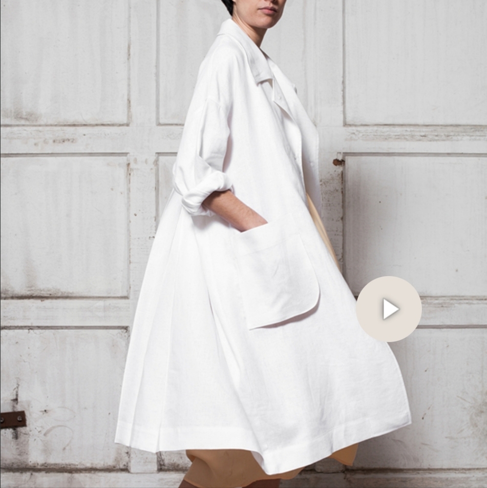 🦄RARE Horses Atelier Button Collar Patch Pocket Linen Coat